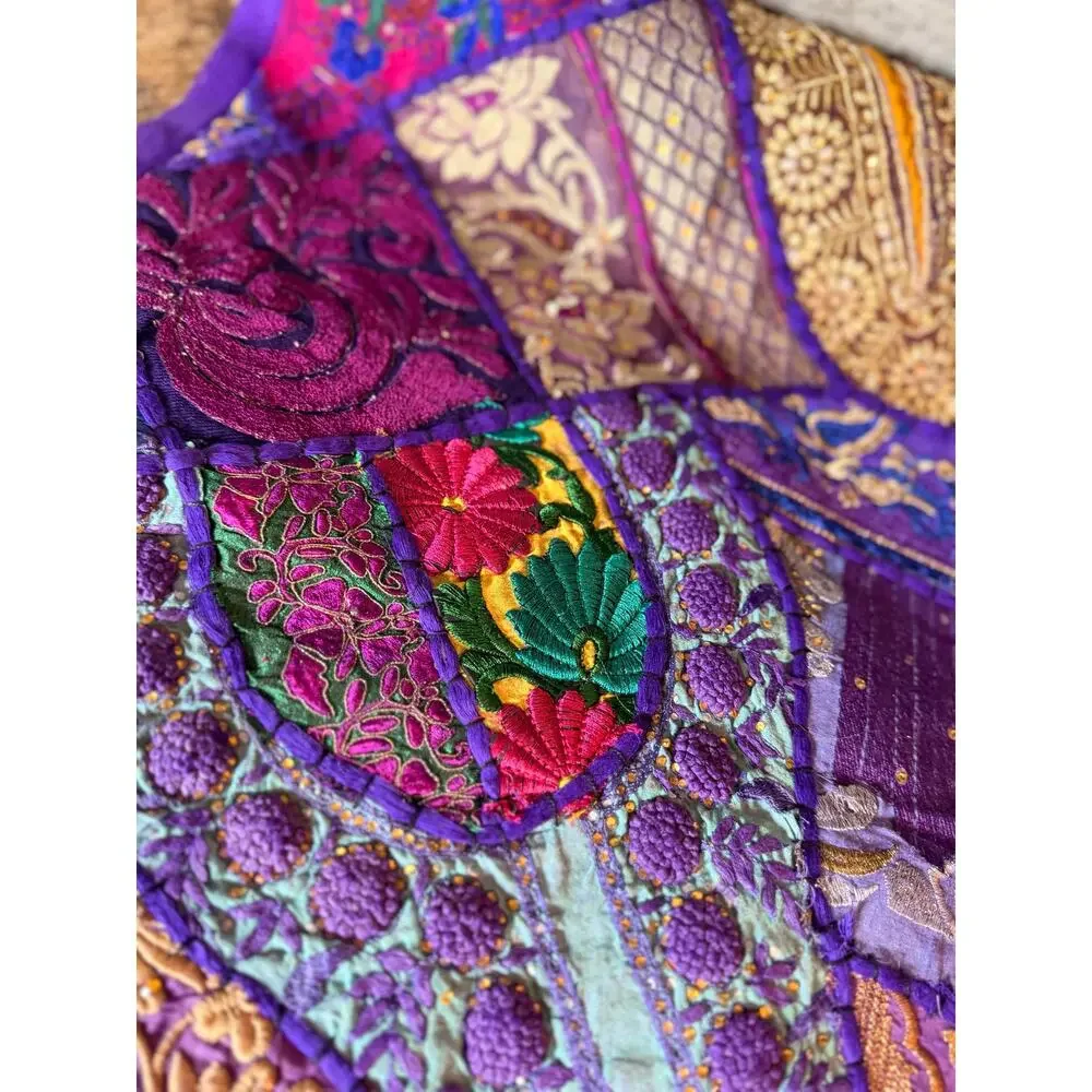 Handmade Set of 3 Heavy Embroidered Patchwork Renaissance material tablerunner